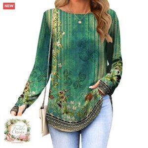 Long Sleeve Tunic Top with Thumb Holes Loose Fit Fall T-Shirt for Leggings